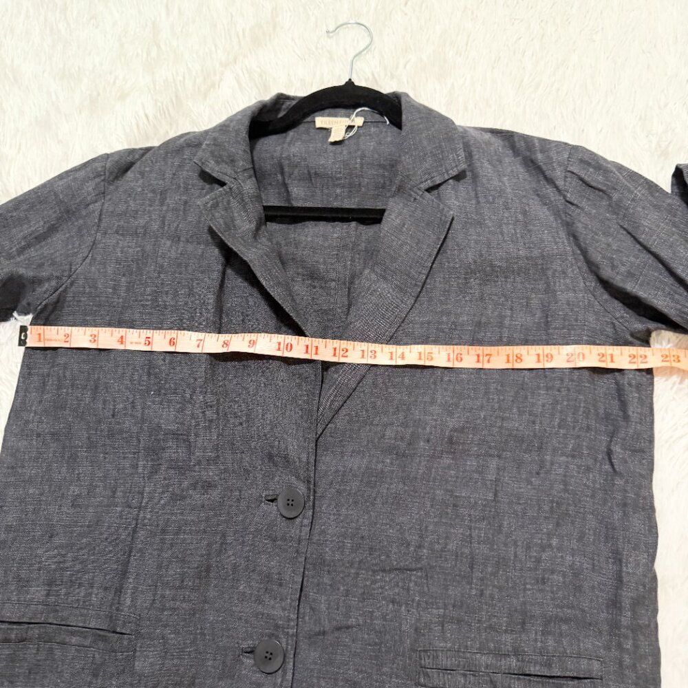 Women Eileen Fisher Linen Denim Two Button Lightweight Blazer Black Extra Small - Picture 5 of 8